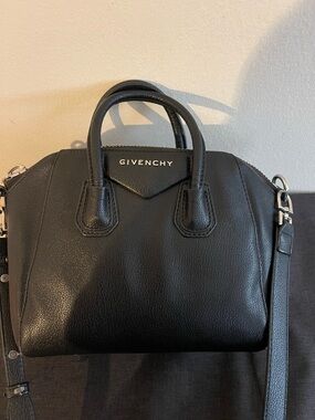 Givenchy Black Leather Dome Satchel with Top Handles